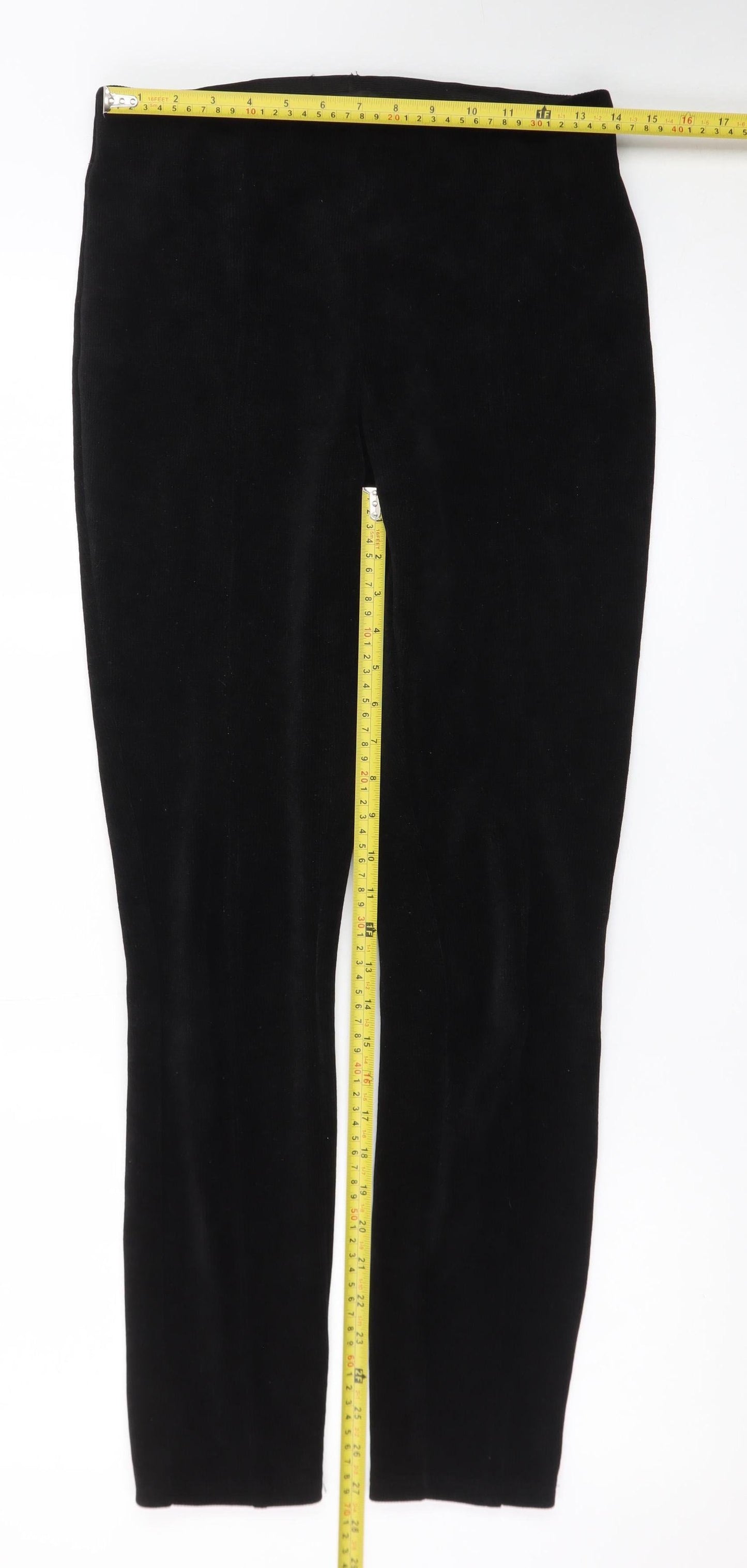 Next Women’s Black Velvet Leggings Size 12 Tall Stretch Skinny Trousers
