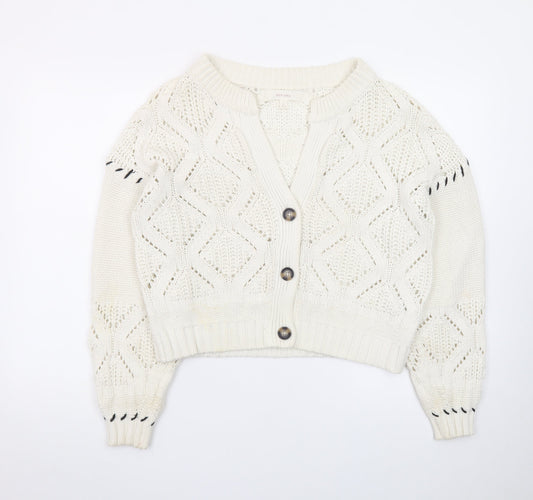 Marks and Spencer Women’s Ivory Knit V-Neck Button Cardigan Size M