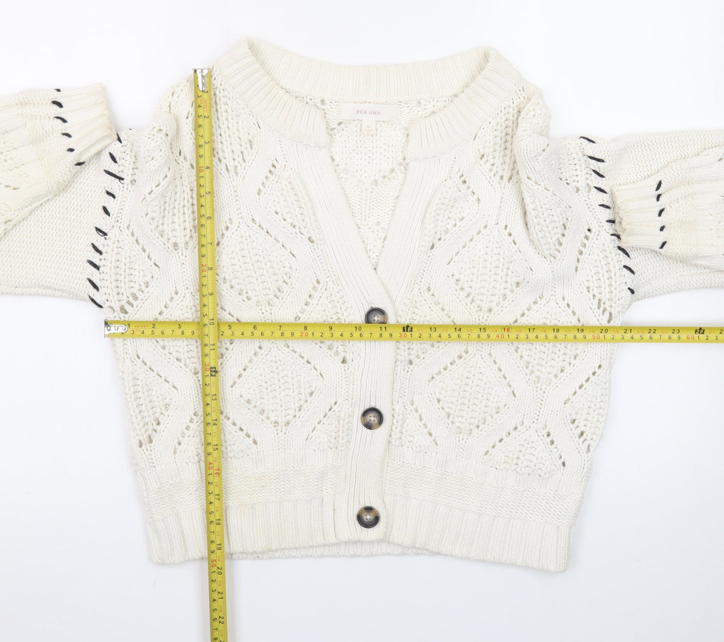 Marks and Spencer Women’s Ivory Knit V-Neck Button Cardigan Size M