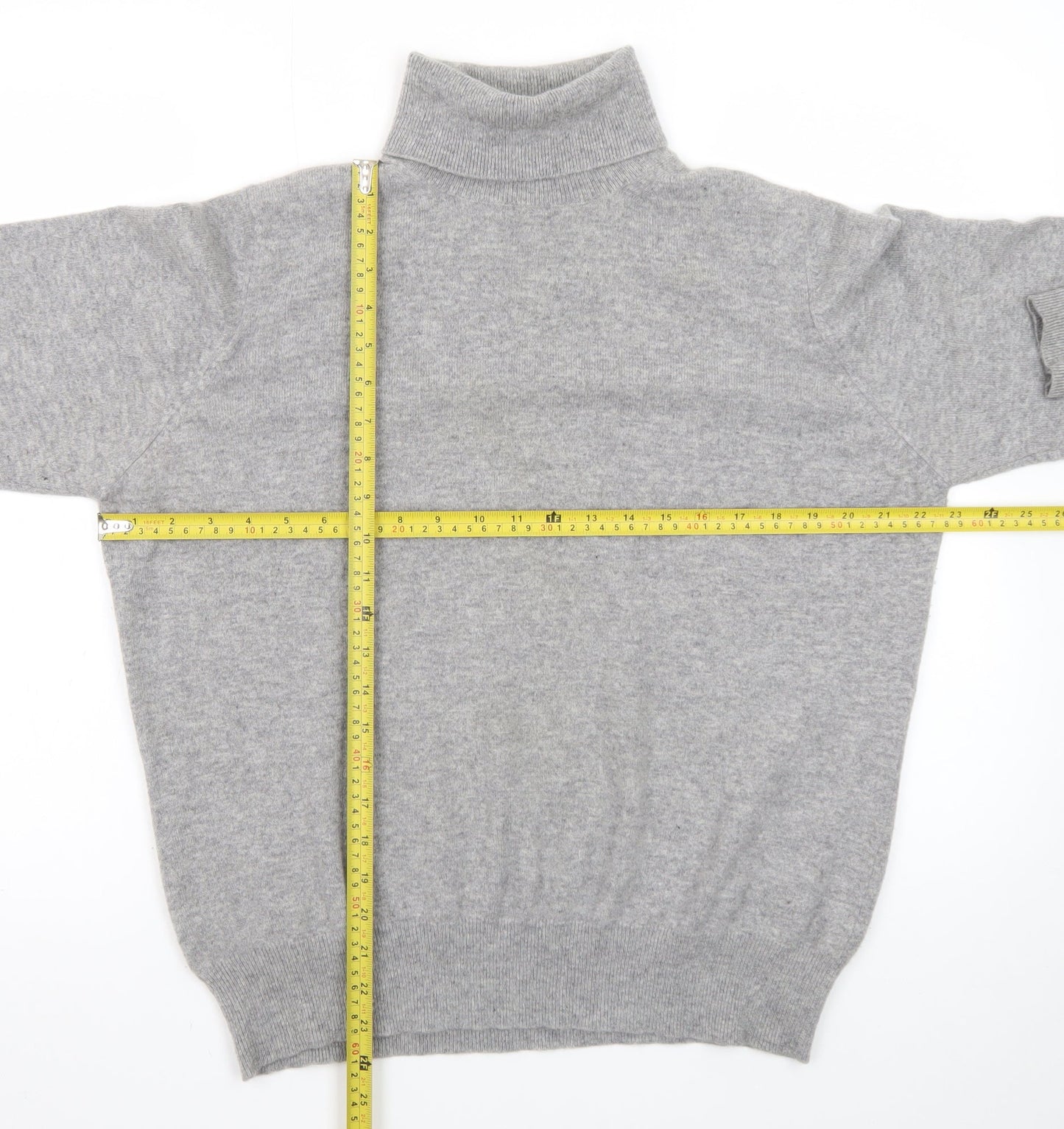 Marks and Spencer Women Grey Cashmere Roll Neck Jumper Size 20