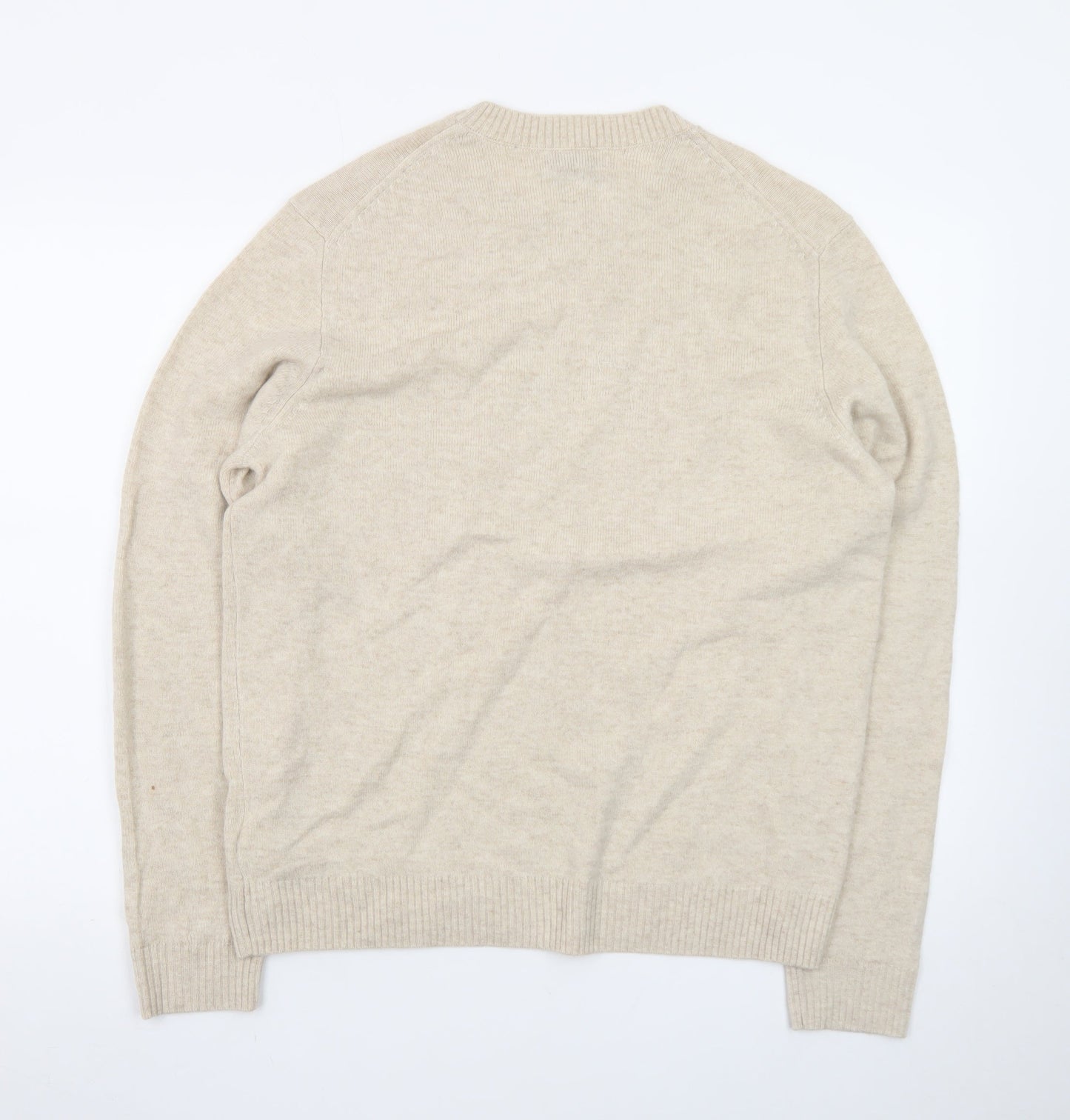 Marks and Spencer Women Beige Wool Crew Neck Pullover Jumper M