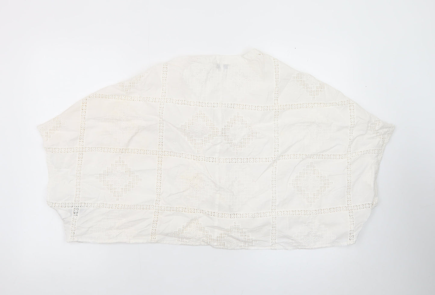 Marks and Spencer Women Ivory Cotton Cropped Lace Blouse Size 10