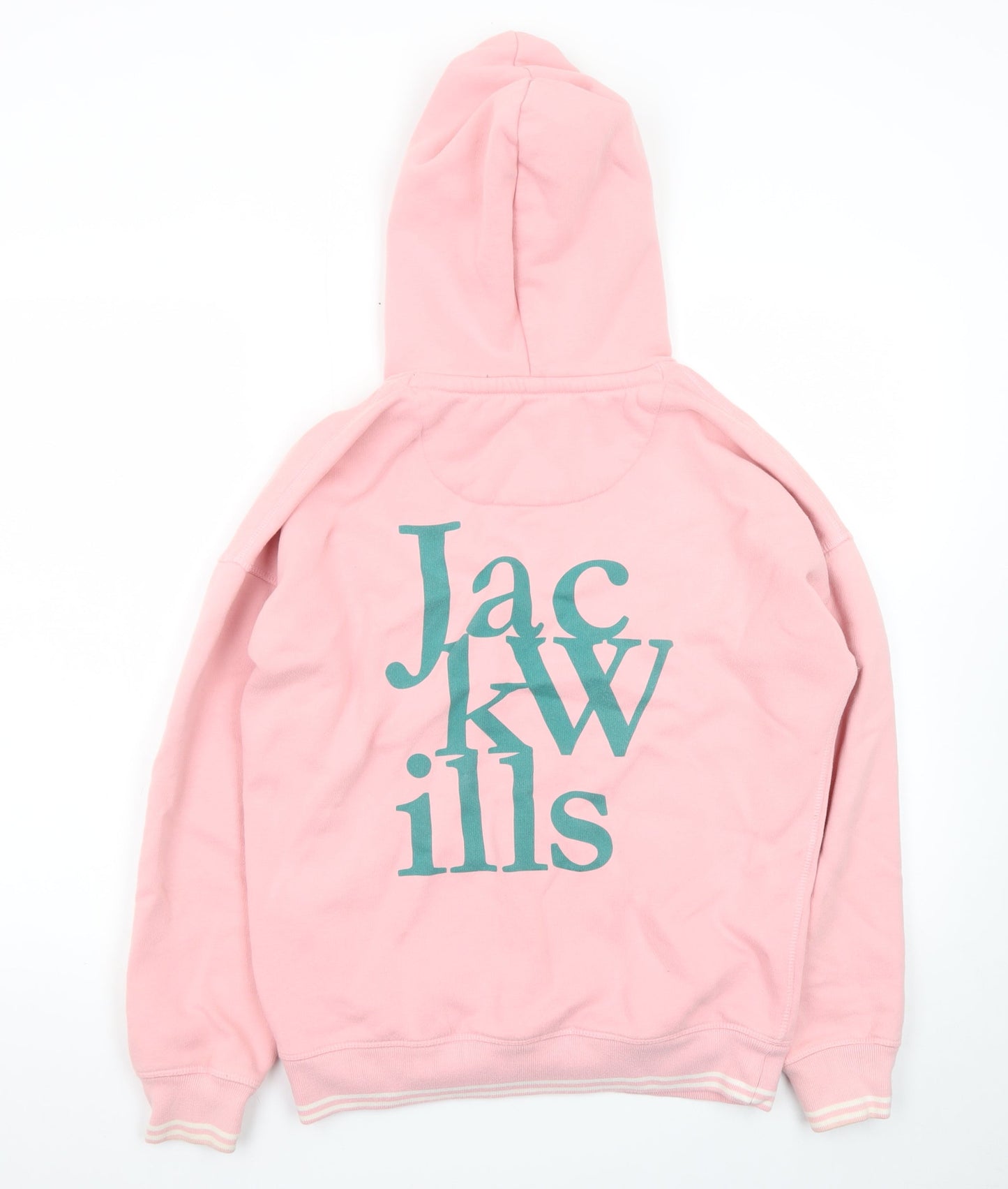 Jack Wills Womens Pink Hoodie Size 6 Pullover Cotton Blend Logo Design