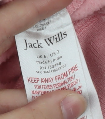 Jack Wills Womens Pink Hoodie Size 6 Pullover Cotton Blend Logo Design