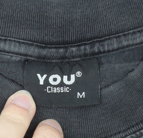 YOU Classic Men's Black Crew Neck Short Sleeve Cotton T-Shirt M
