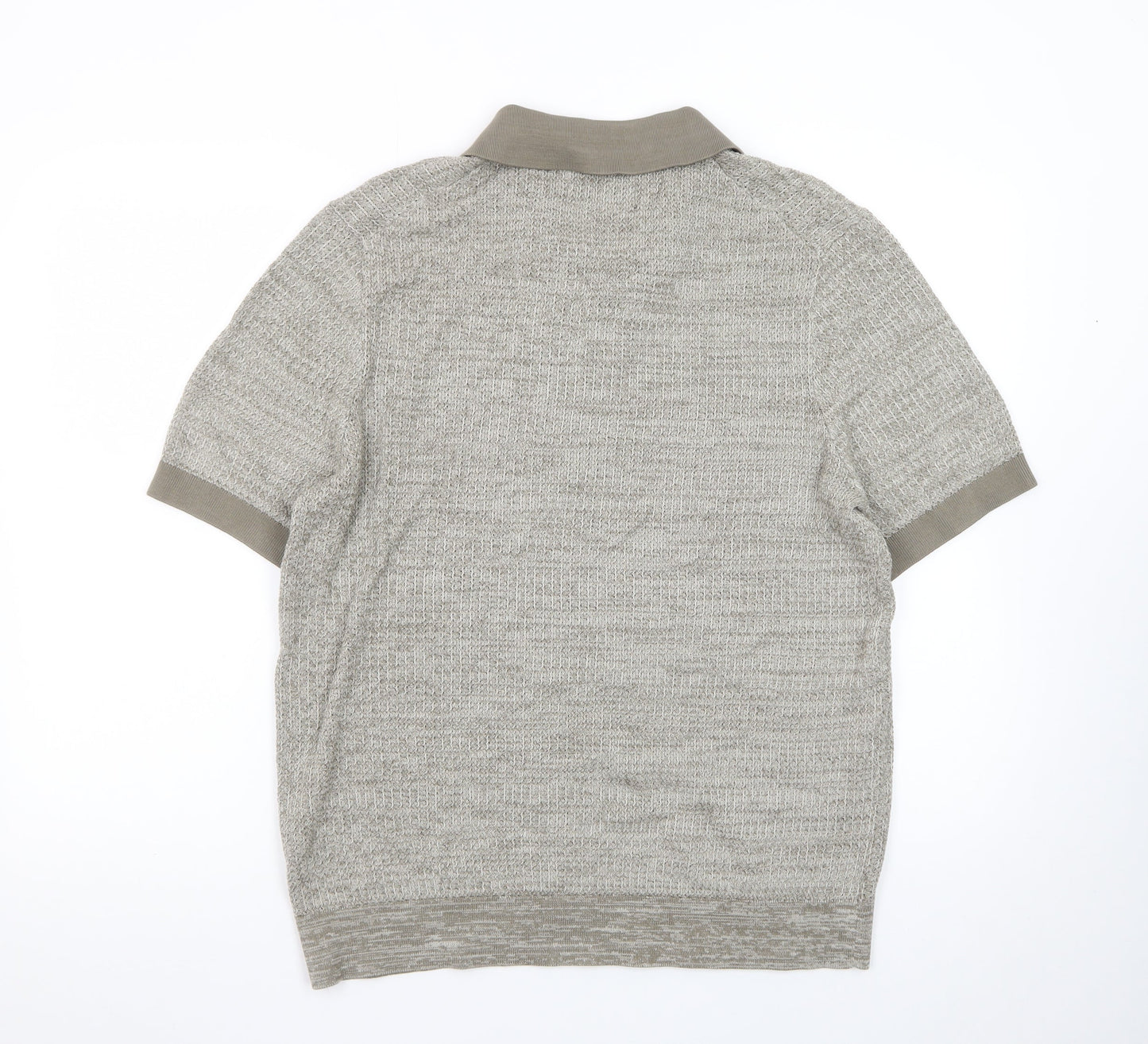 Marks and Spencer Autograph Men's Grey L Cotton Knit Polo Shirt