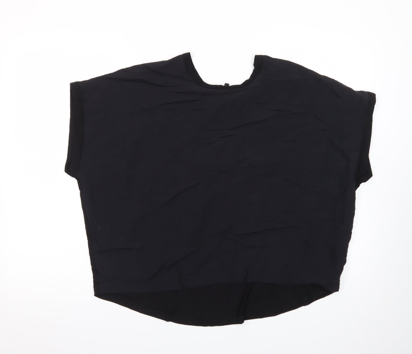 NEXT Women Black Size 12 Basic Short Sleeve Modal Blouse