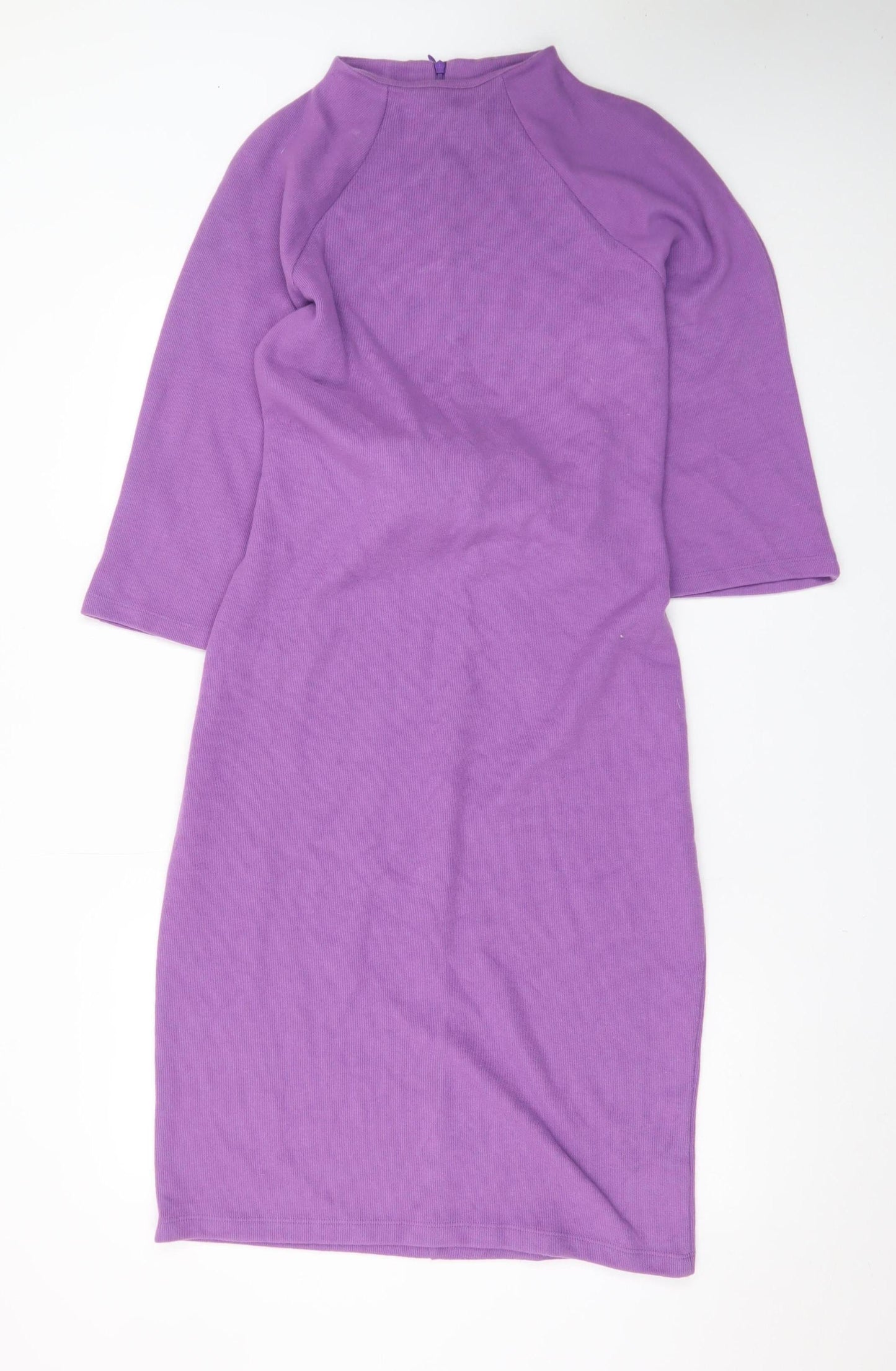 Marks and Spencer Women's Purple Knit Bodycon Belted Dress Size 14