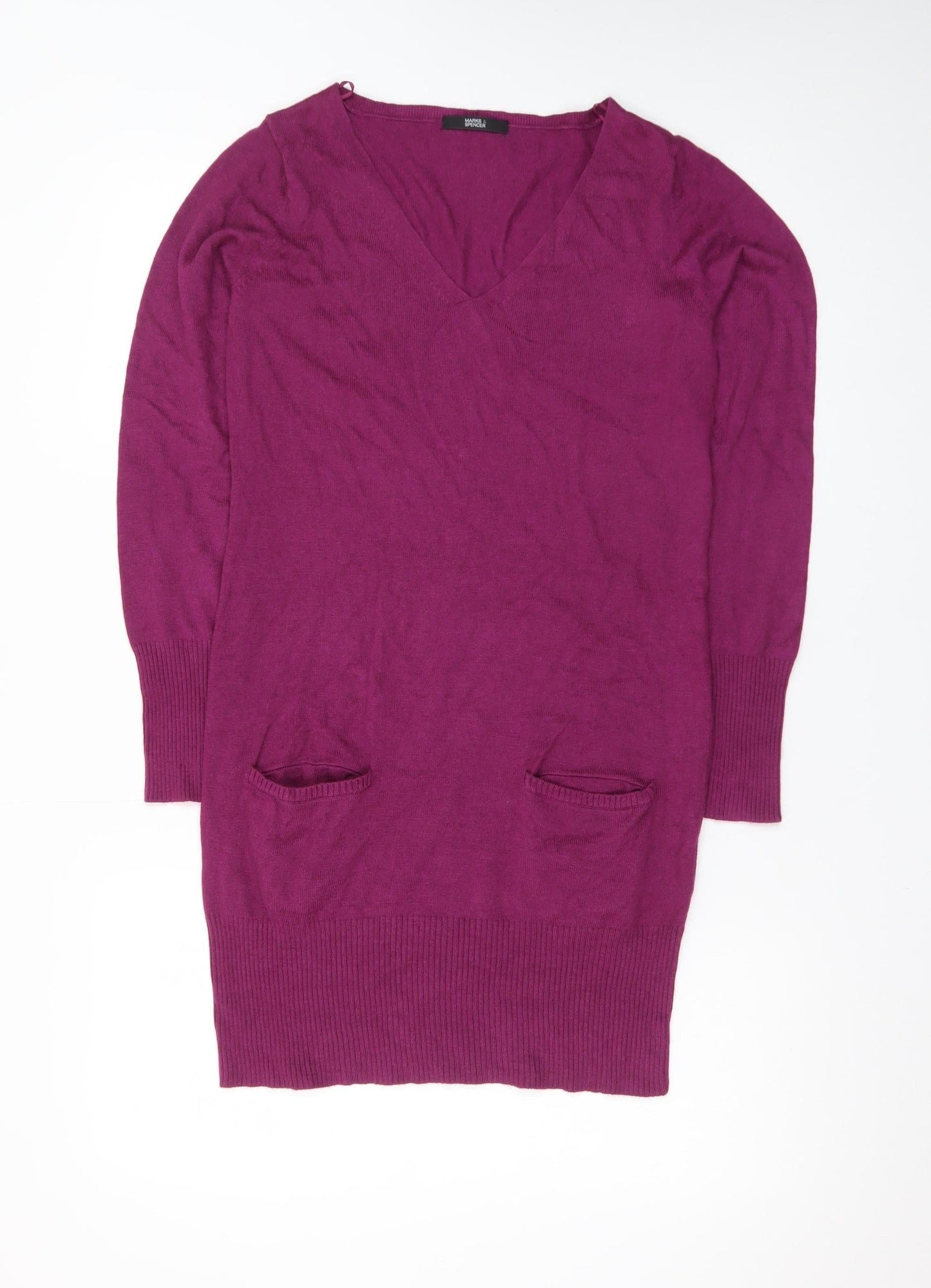 Marks and Spencer Women’s Purple Size 8 Long Sleeve Knit Jumper Dress