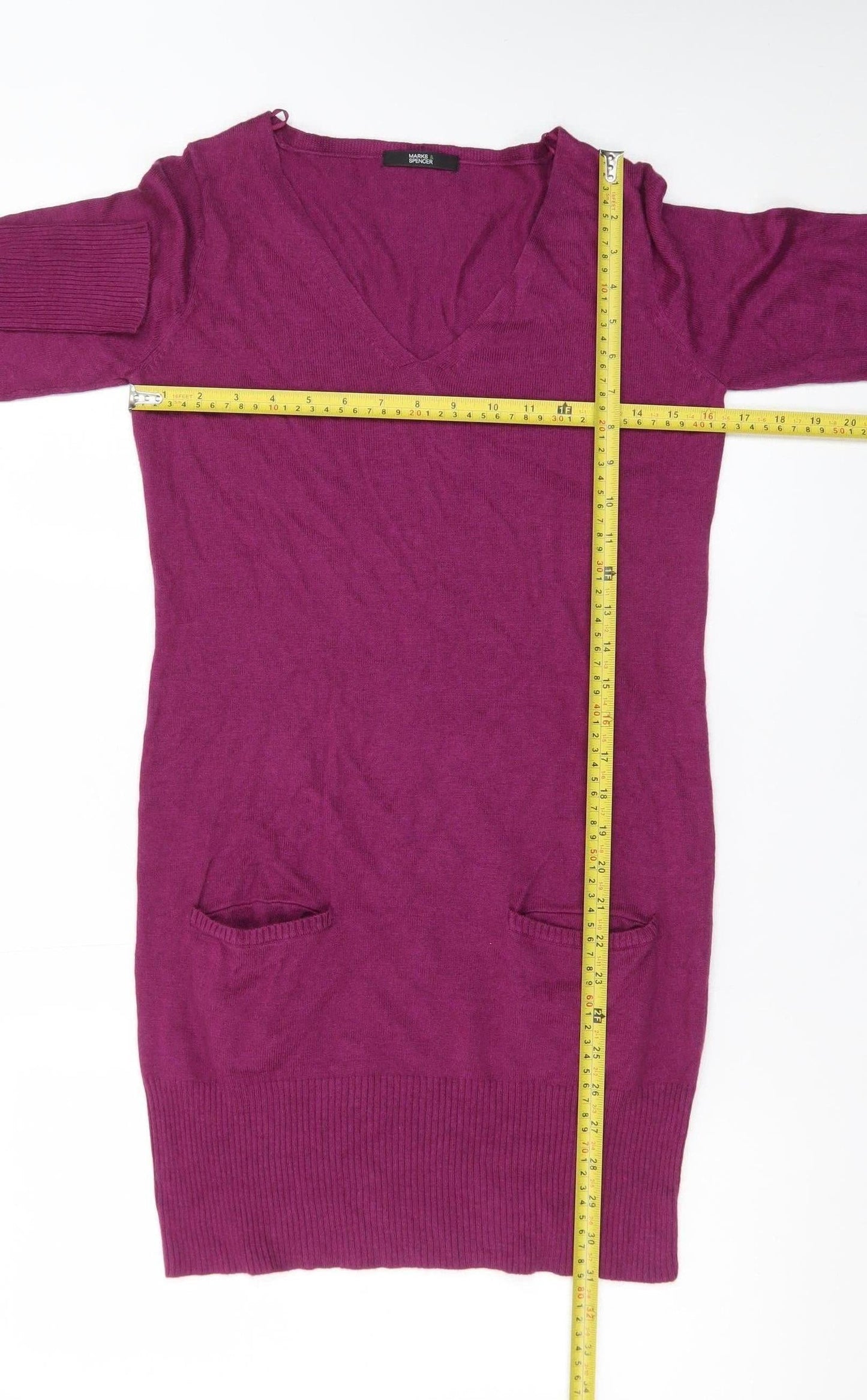 Marks and Spencer Women’s Purple Size 8 Long Sleeve Knit Jumper Dress