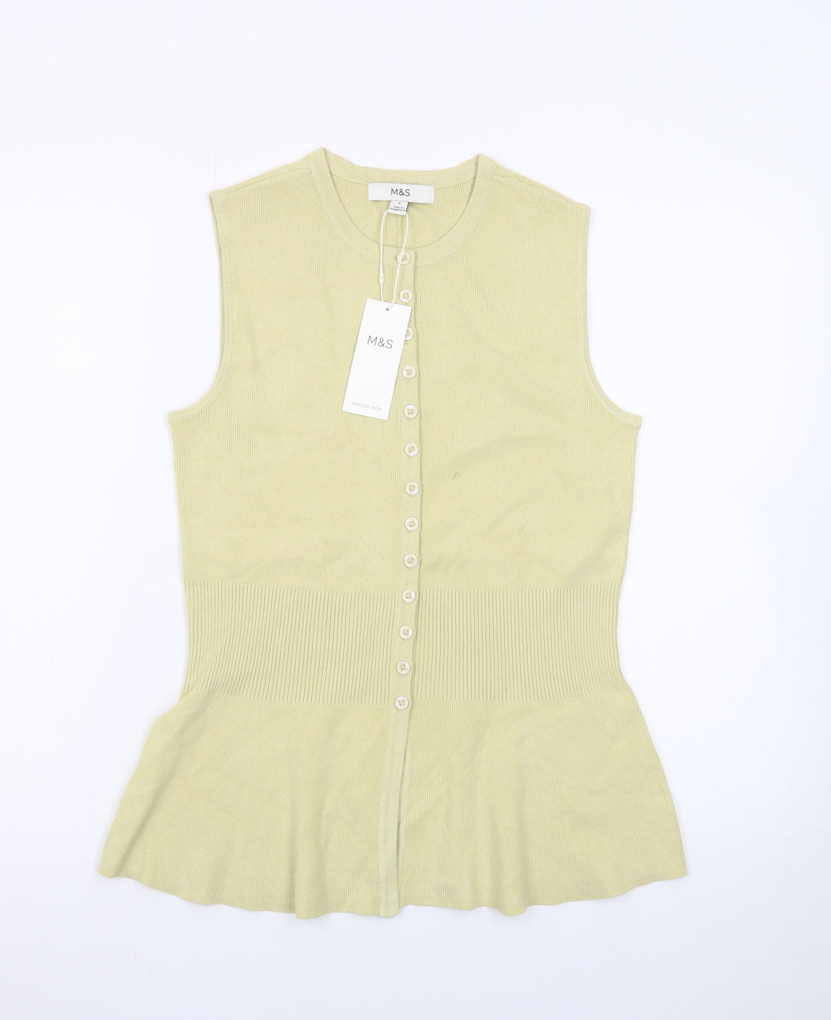 Marks and Spencer Women’s Yellow Sleeveless Knit Button Blouse Size S