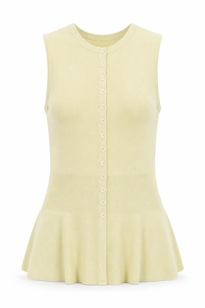Marks and Spencer Women’s Yellow Sleeveless Knit Button Blouse Size S