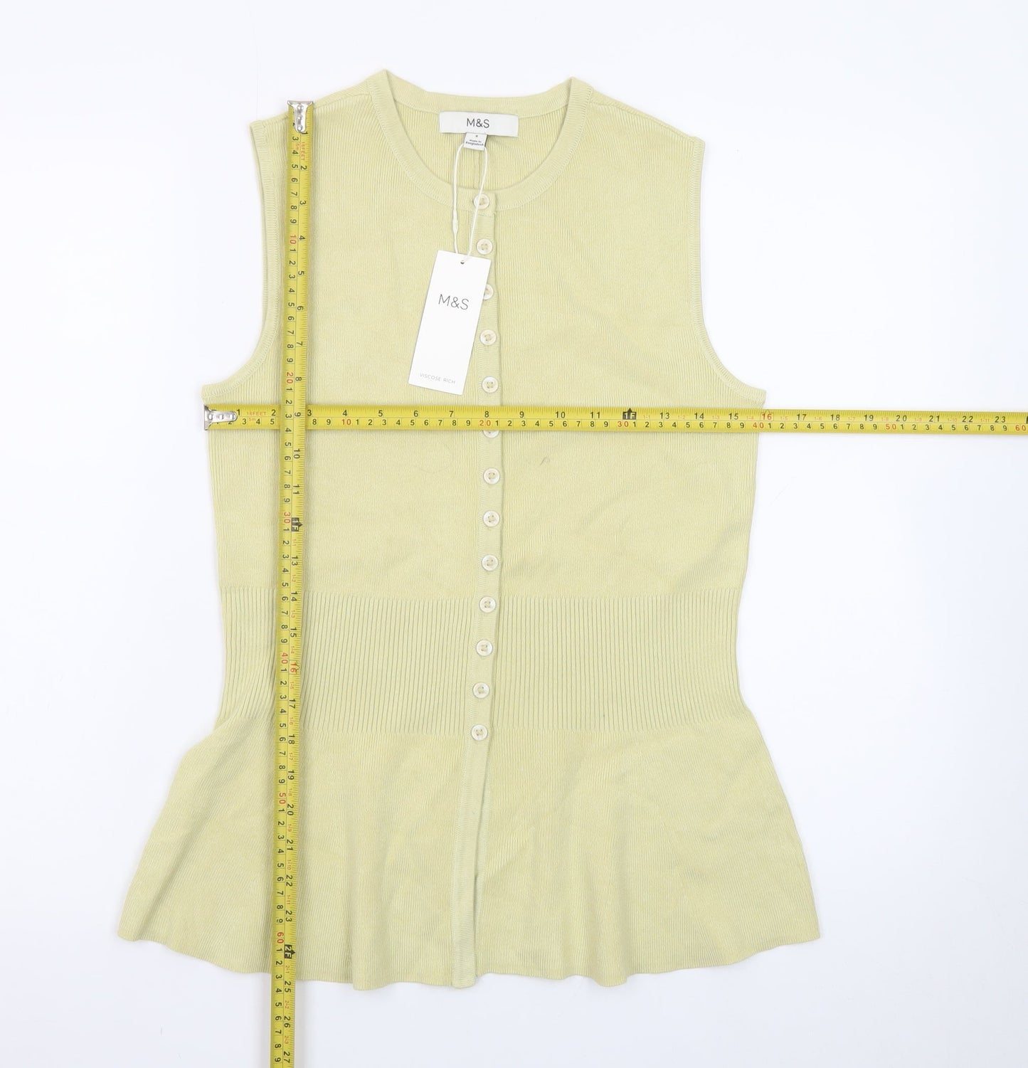Marks and Spencer Women’s Yellow Sleeveless Knit Button Blouse Size S