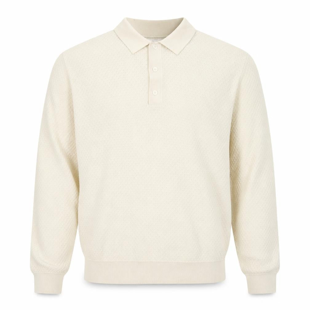 Marks & Spencer Men's Beige Collared Pullover Jumper XL Cotton Modal