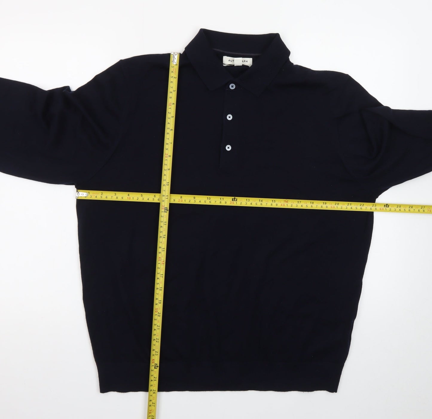 Marks and Spencer Men’s Black XL Wool Collared Pullover Jumper