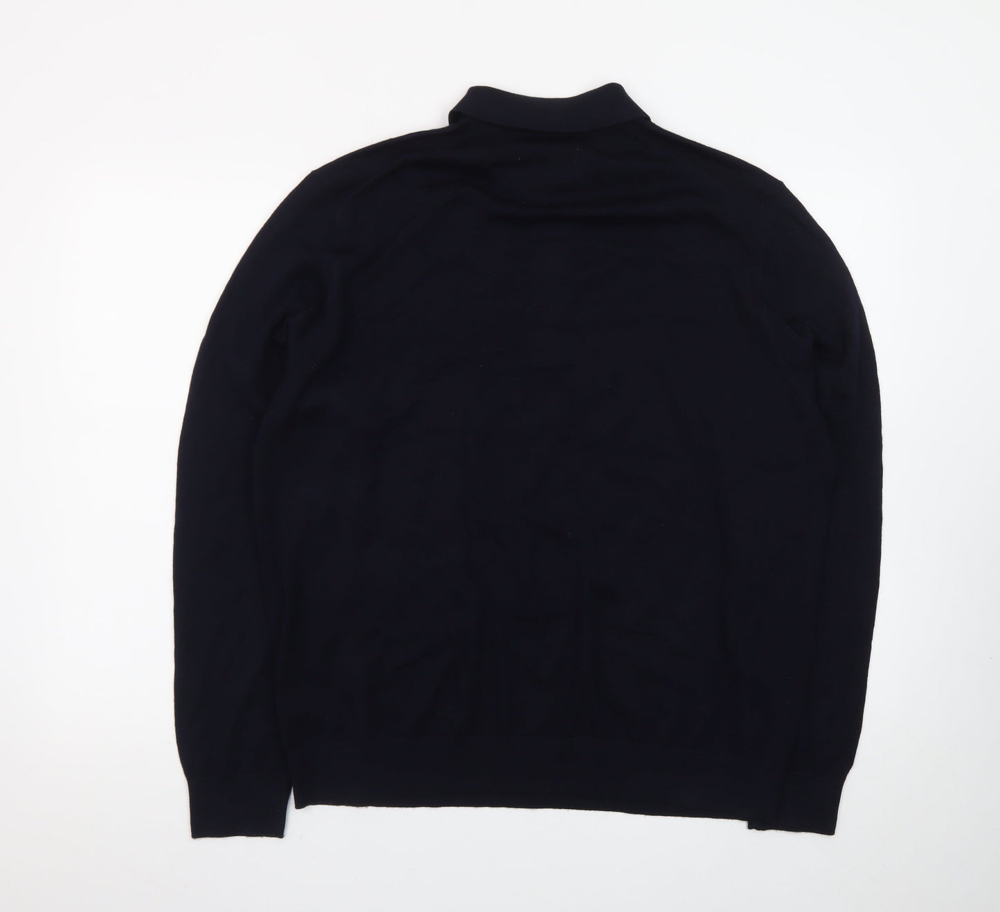 Marks and Spencer Men’s Black XL Wool Collared Pullover Jumper