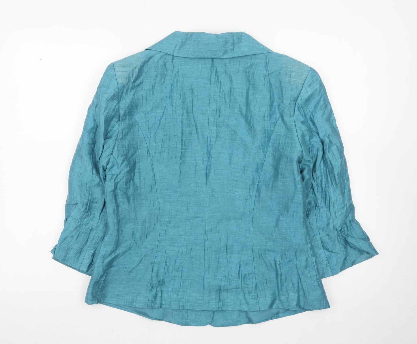 Kaliko Women's Blue Dupion Silk Shawl Collar Suit Jacket Size 14