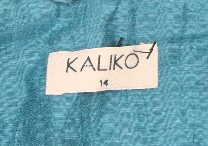 Kaliko Women's Blue Dupion Silk Shawl Collar Suit Jacket Size 14