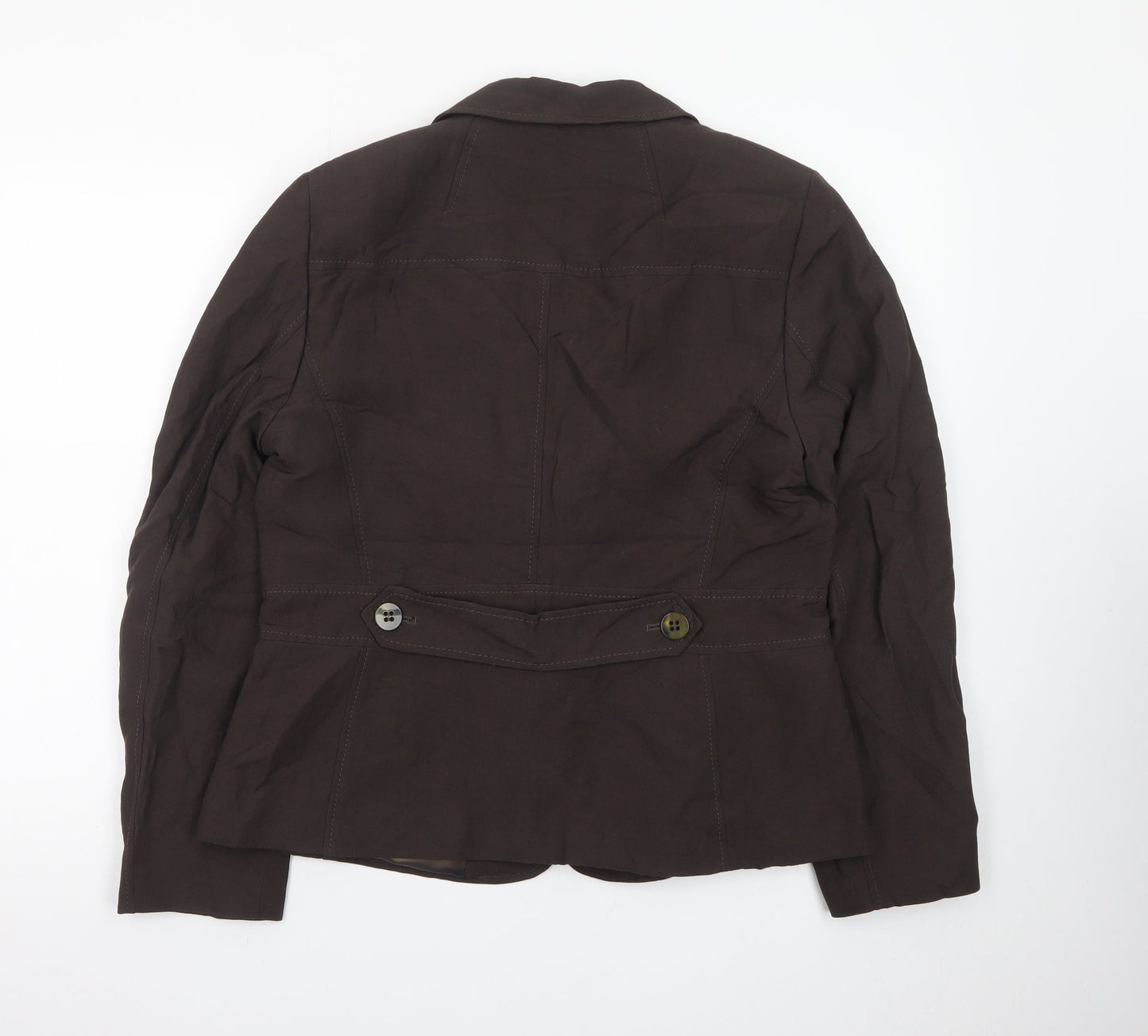 Planet Womens Brown Linen Viscose Blazer UK 14 Single-Breasted Jacket