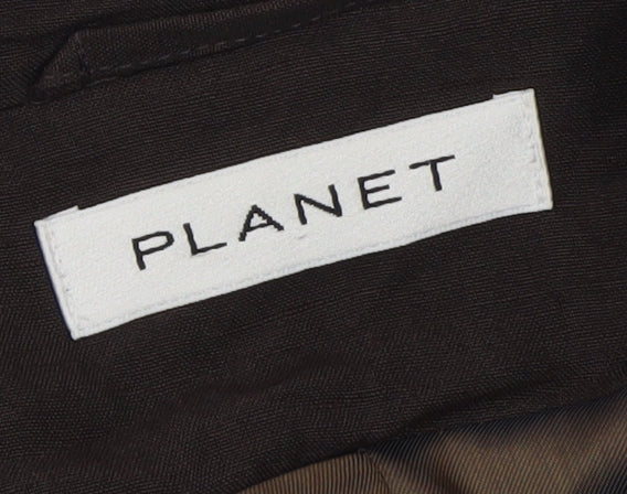 Planet Womens Brown Linen Viscose Blazer UK 14 Single-Breasted Jacket