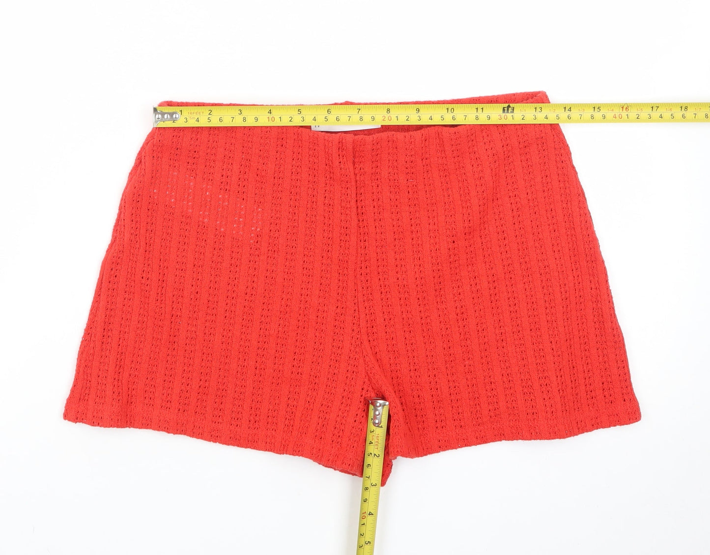 MNG Women's Red Crochet Hot Pants Shorts Size S