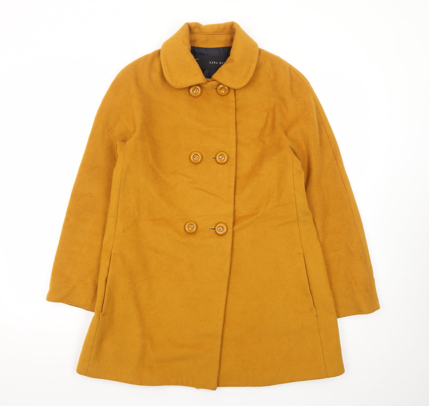 Zara Basic Women's Yellow Wool Pea Coat Size S