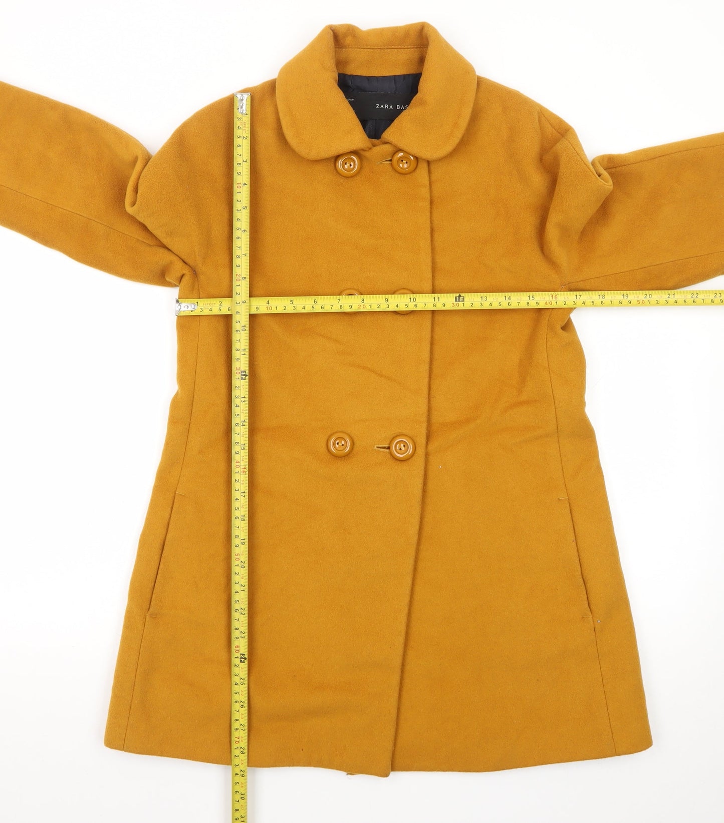 Zara Basic Women's Yellow Wool Pea Coat Size S