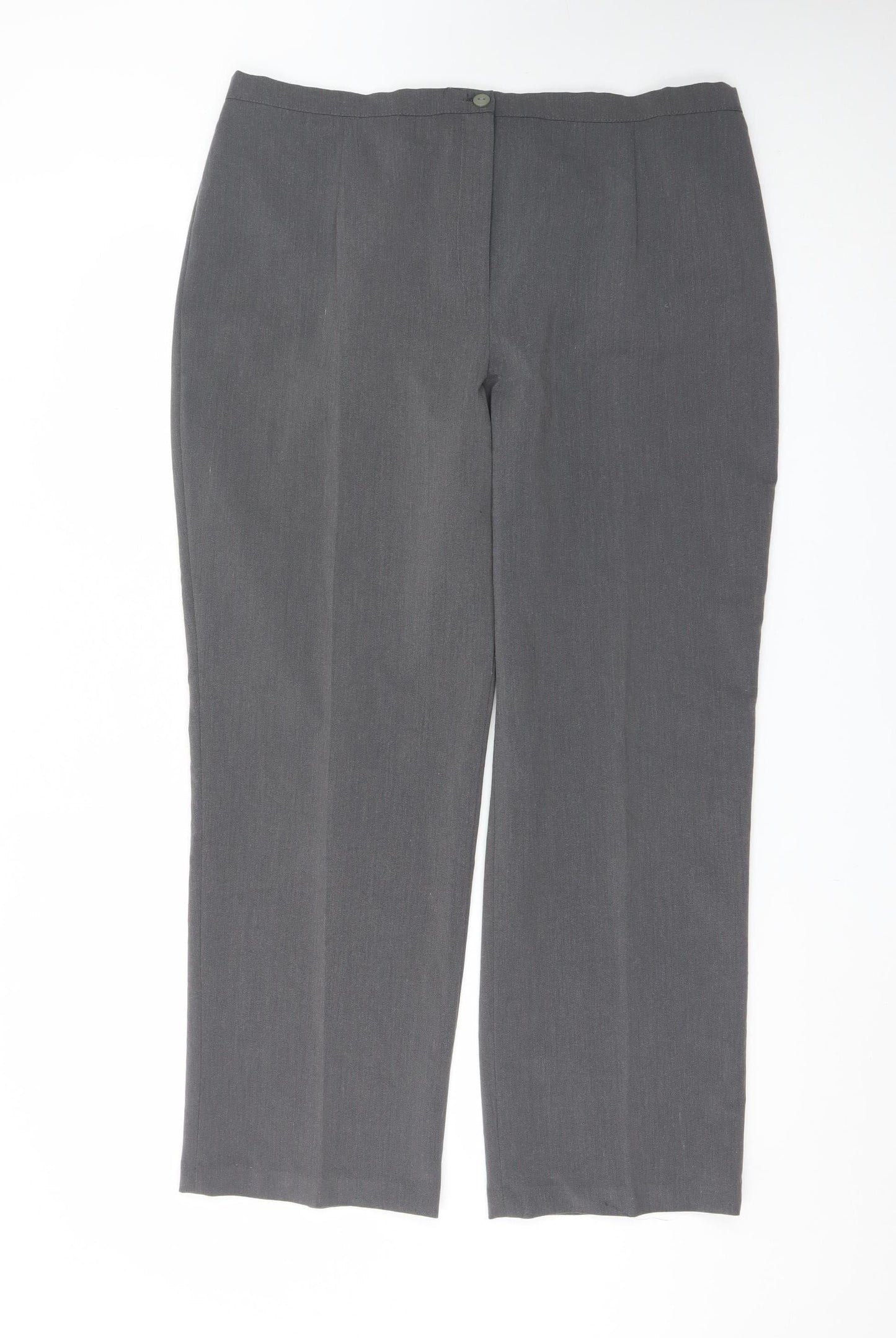 Bassini Women's Grey Straight Leg Stretch Trousers Size 18