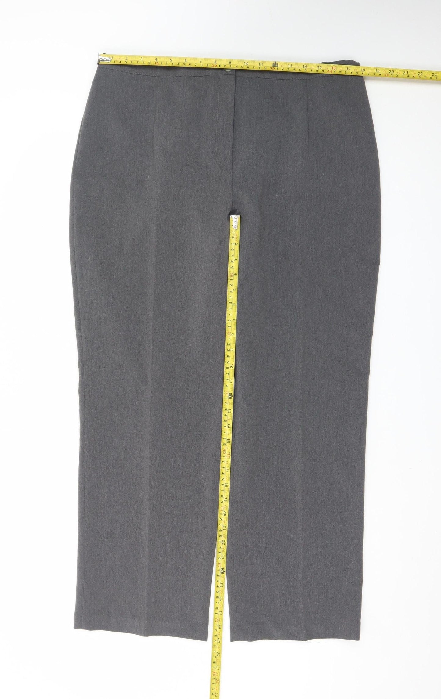 Bassini Women's Grey Straight Leg Stretch Trousers Size 18
