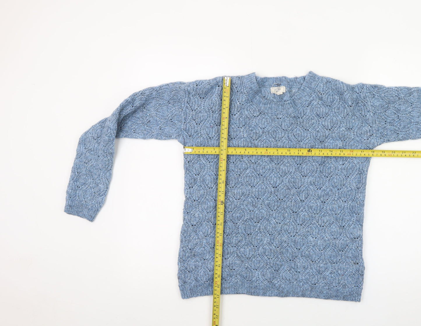 Fat Face Women Blue Chunky Knit Crew Neck Jumper Size 8