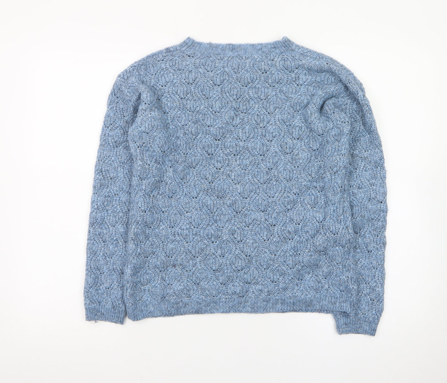 Fat Face Women Blue Chunky Knit Crew Neck Jumper Size 8