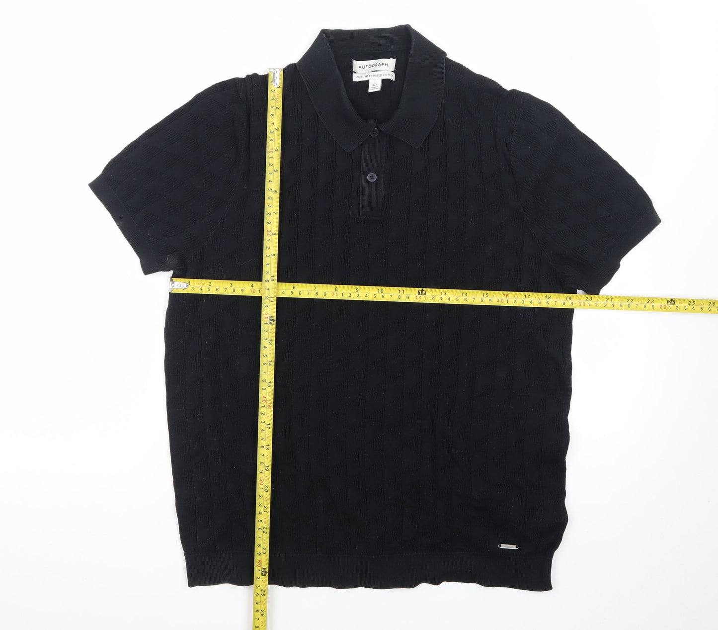 Marks and Spencer Autograph Men's Black L Collared Cotton Knit Jumper