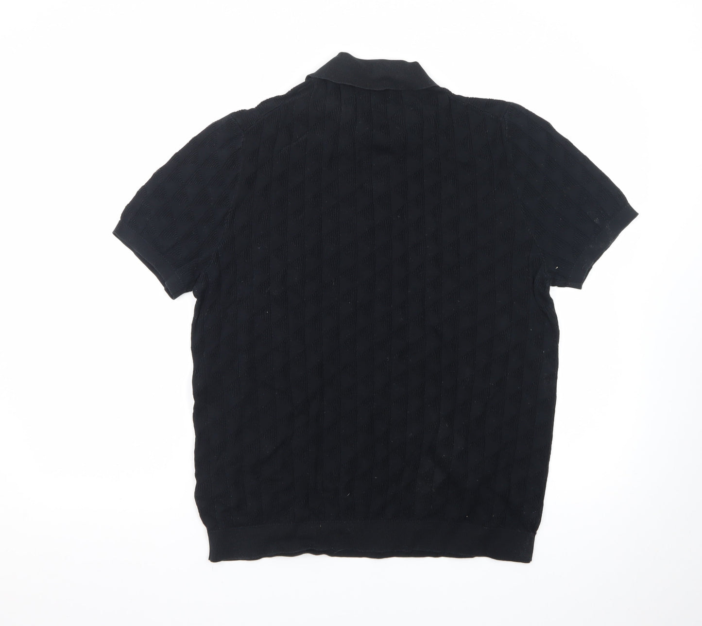 Marks and Spencer Autograph Men's Black L Collared Cotton Knit Jumper