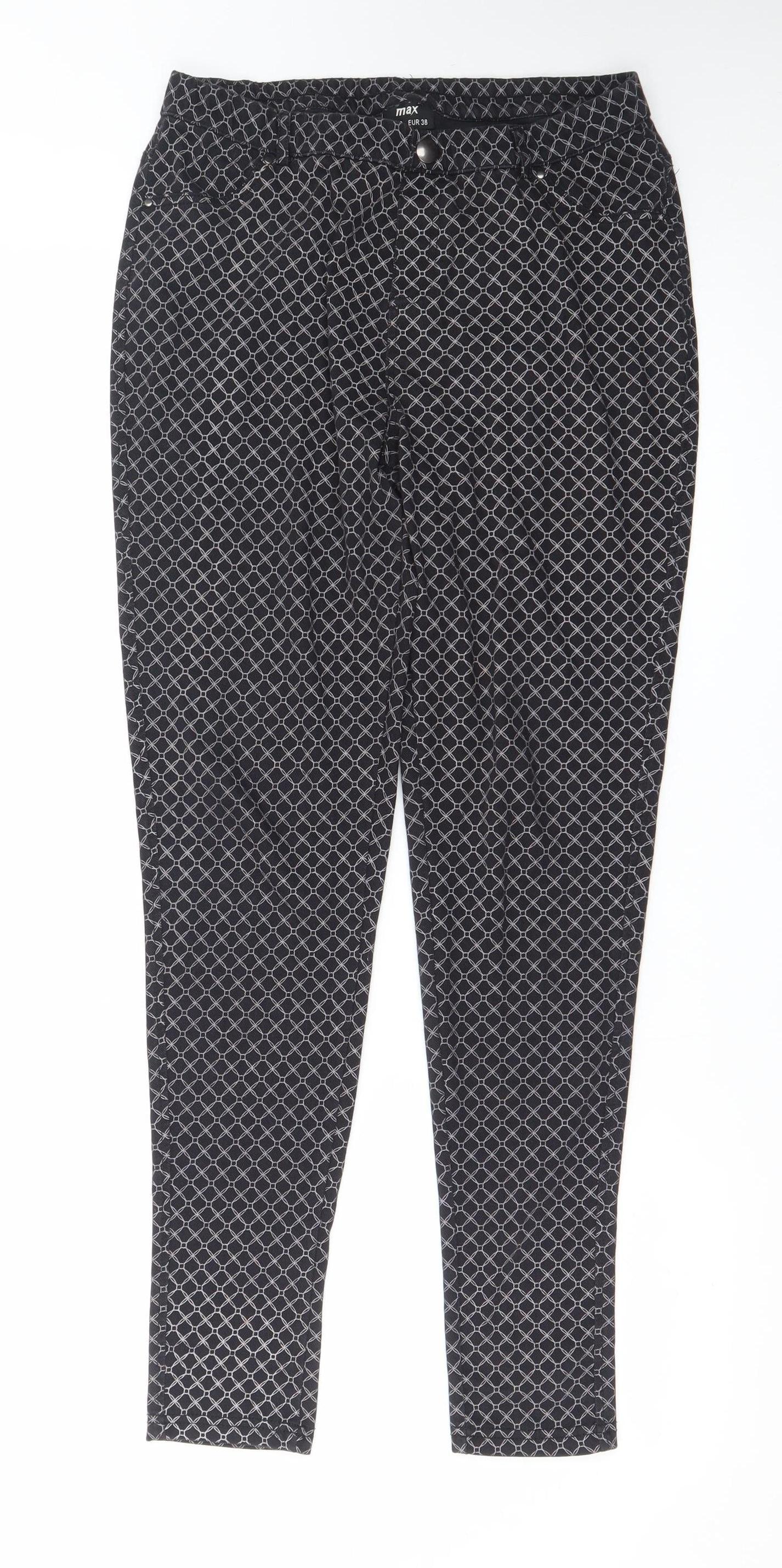 Max Women’s Black Geometric Stretch Skinny Trousers Size 12