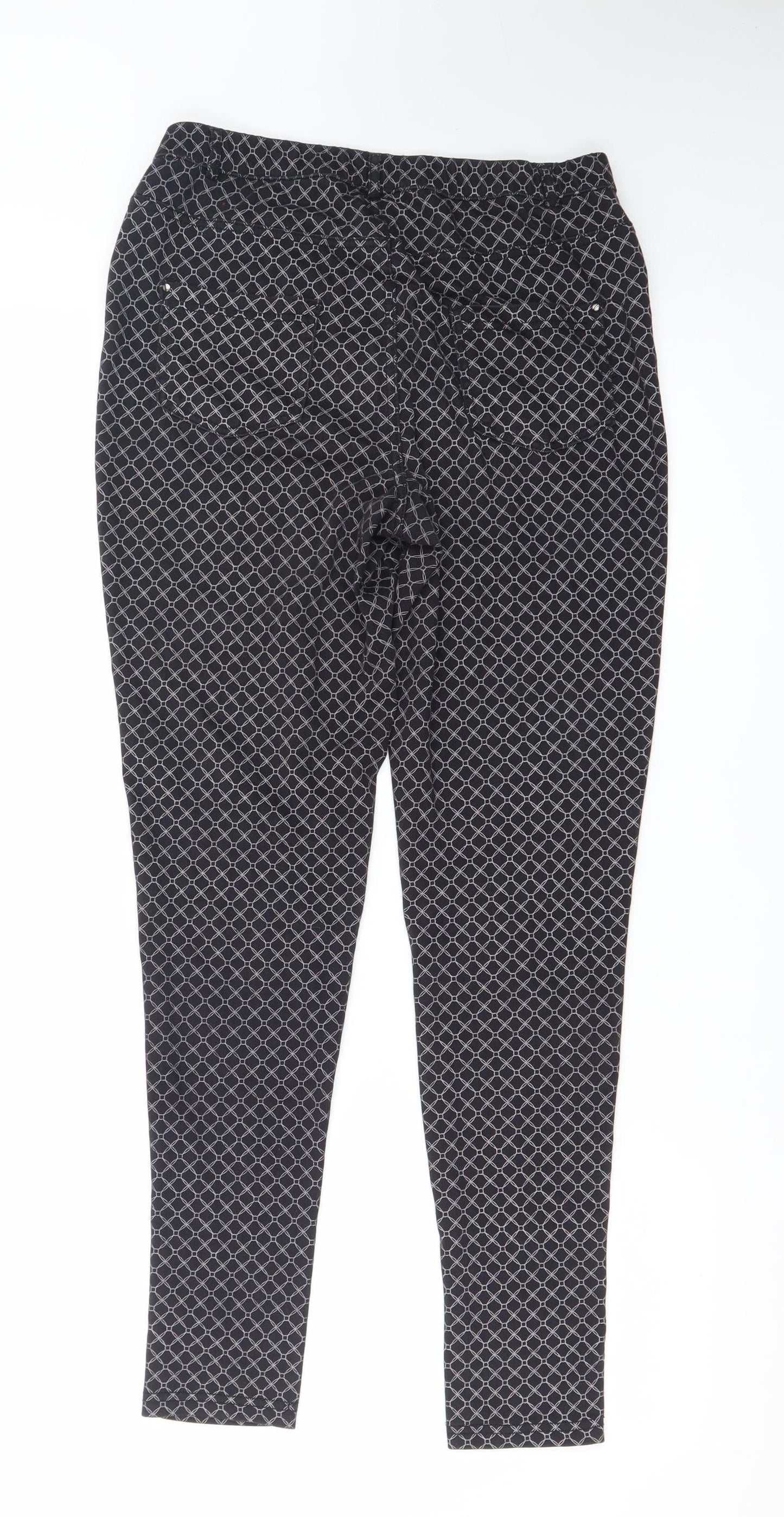 Max Women’s Black Geometric Stretch Skinny Trousers Size 12