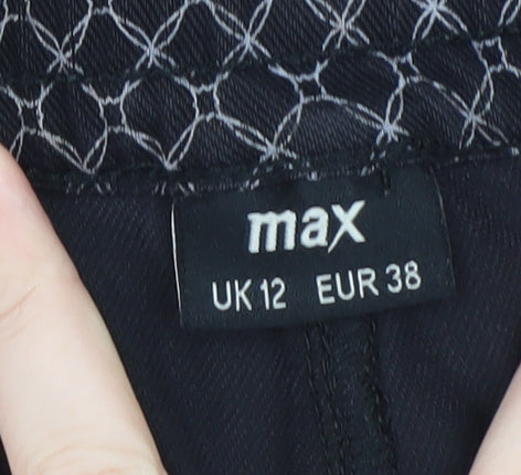 Max Women’s Black Geometric Stretch Skinny Trousers Size 12