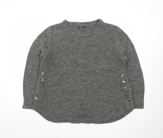 Roman Women Grey Button Accent Long Sleeve Knit Jumper Size 16