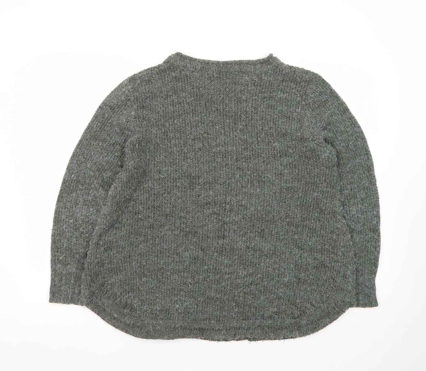 Roman Women Grey Button Accent Long Sleeve Knit Jumper Size 16
