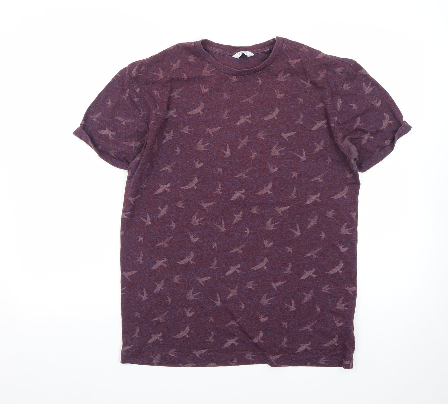 Next Men's Burgundy Bird Print Relaxed Fit T-Shirt Size M