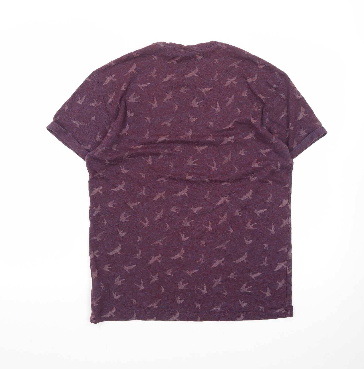 Next Men's Burgundy Bird Print Relaxed Fit T-Shirt Size M