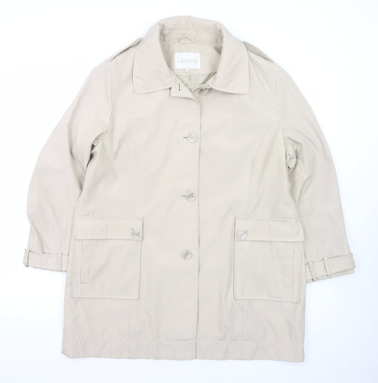 Preloved Lakeland Women's Beige Trench Coat Size 16 Collared Mid-Length - Front