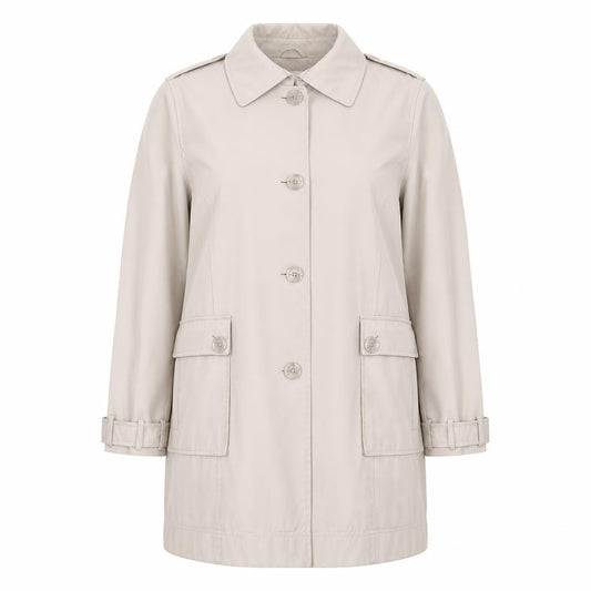 Lakeland Women's Beige Trench Coat Size 16 Collared Mid-Length