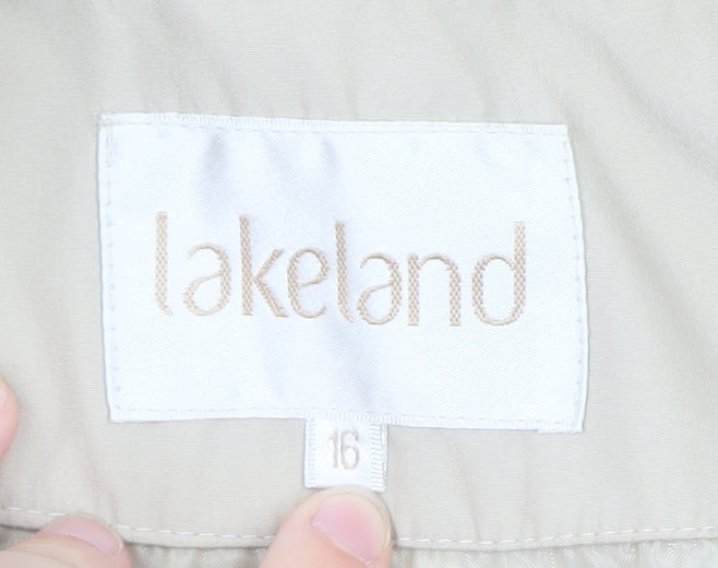 Lakeland Women's Beige Trench Coat Size 16 Collared Mid-Length