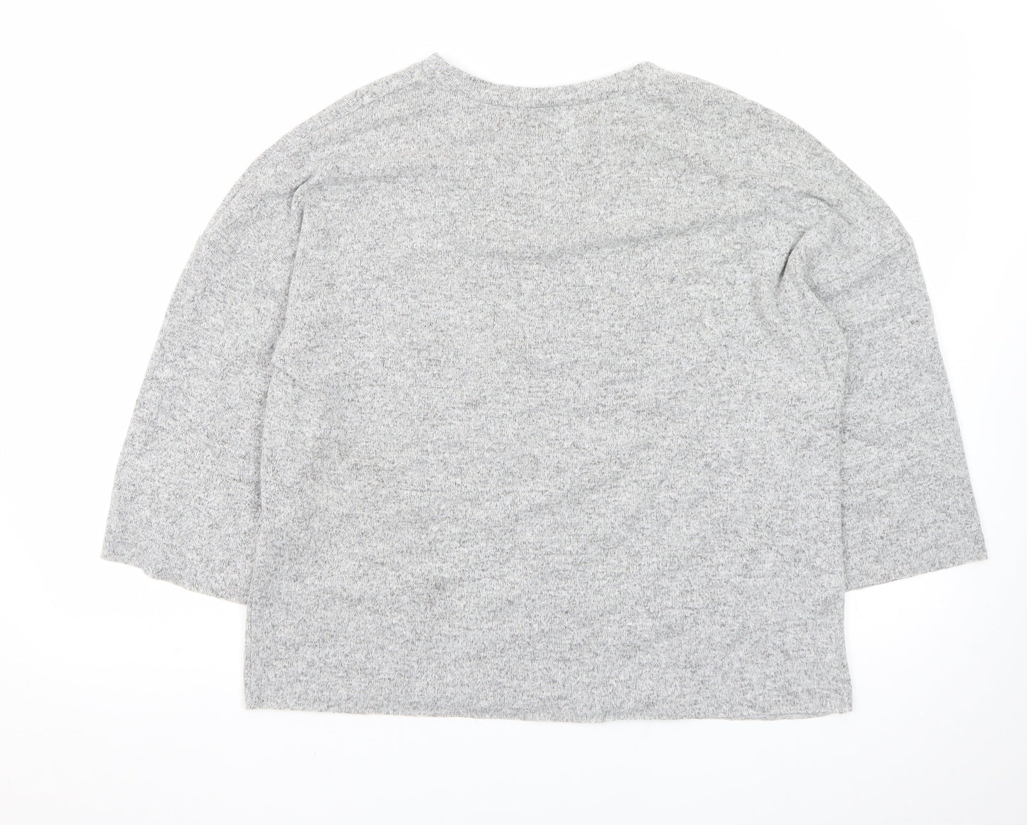 Zara Women Grey Beaded Knit Pullover Jumper Size M