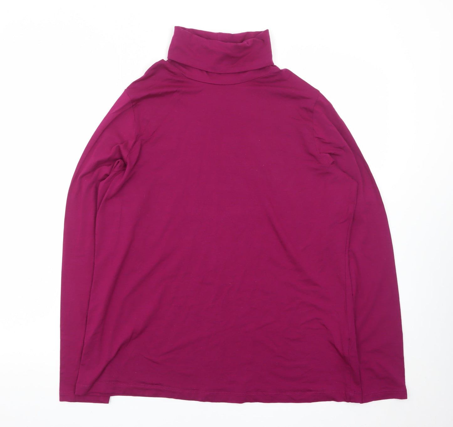 Lands' End Women's Purple Roll Neck Long Sleeve Jersey Top XL