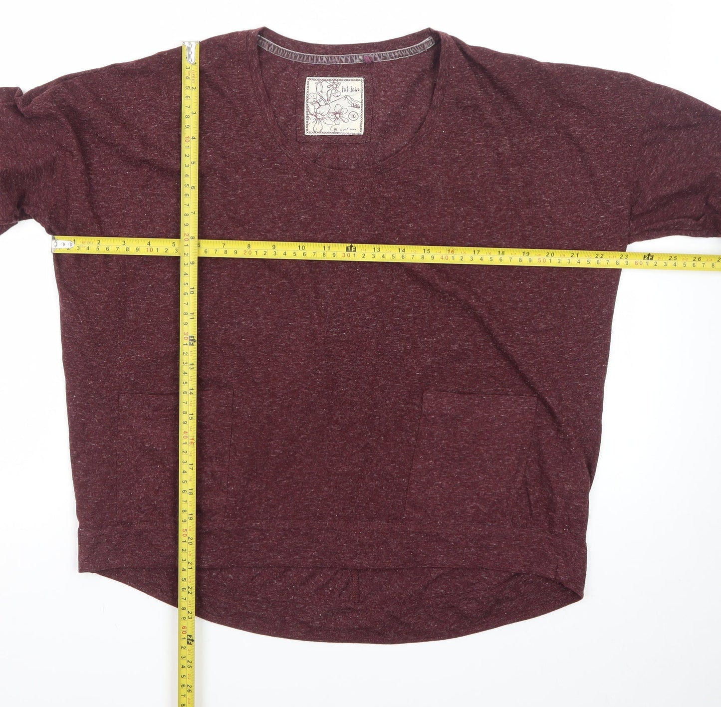 Fat Face Women's Red Long Sleeve Basic Jersey Top Size 10