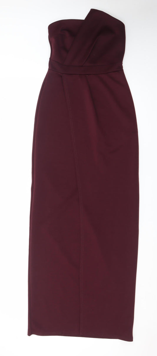 Boohoo Women's Red One Shoulder Bodycon Midi Dress Size 10