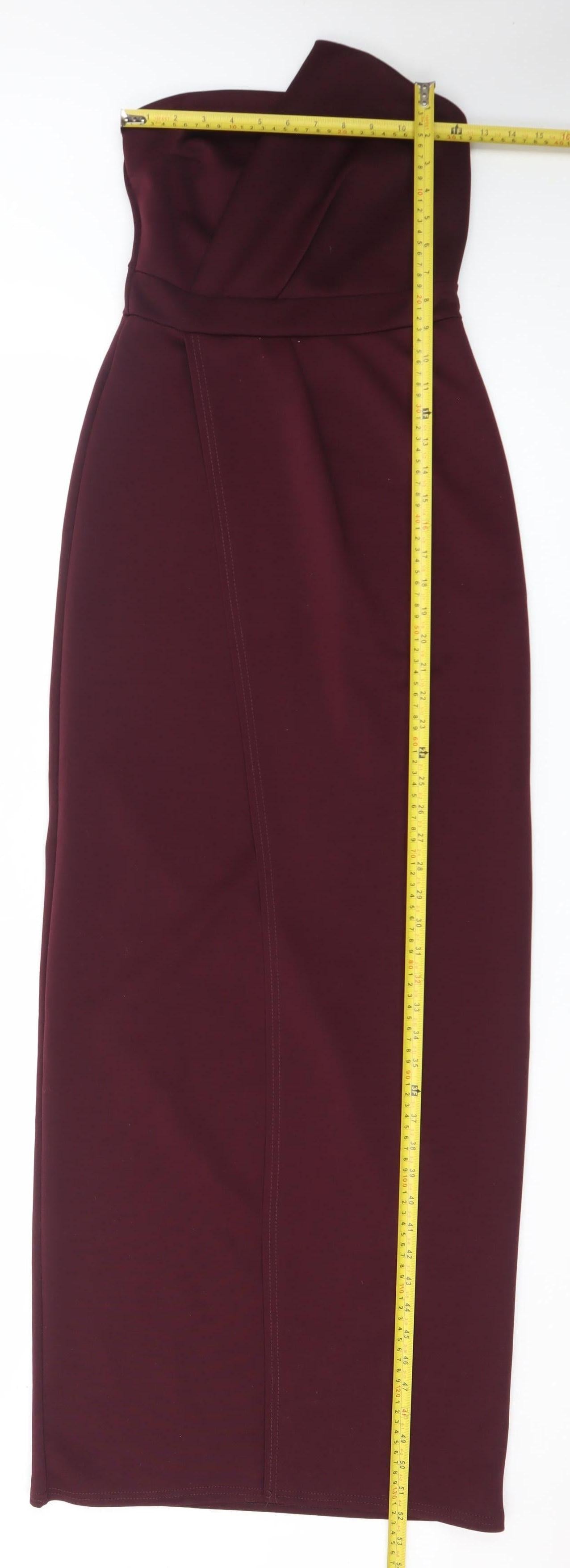Boohoo Women's Red One Shoulder Bodycon Midi Dress Size 10