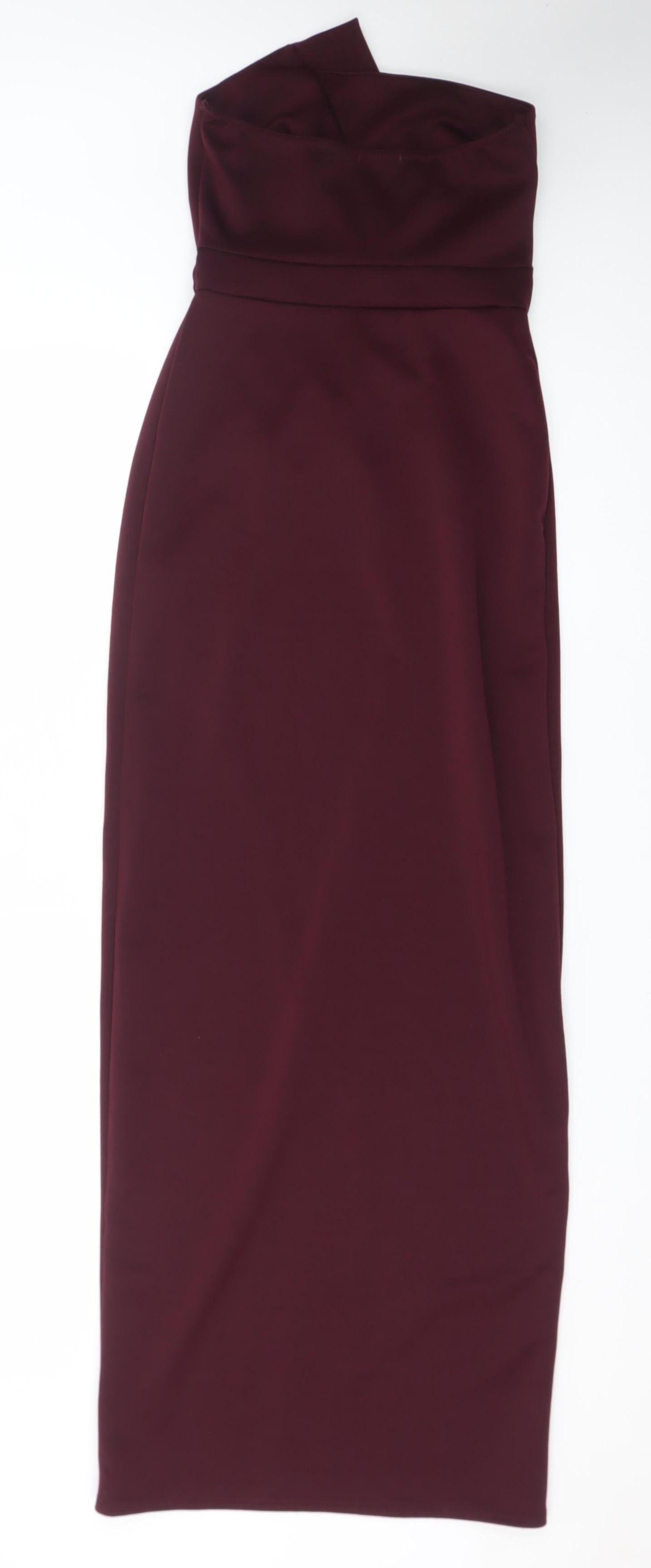 Boohoo Women's Red One Shoulder Bodycon Midi Dress Size 10