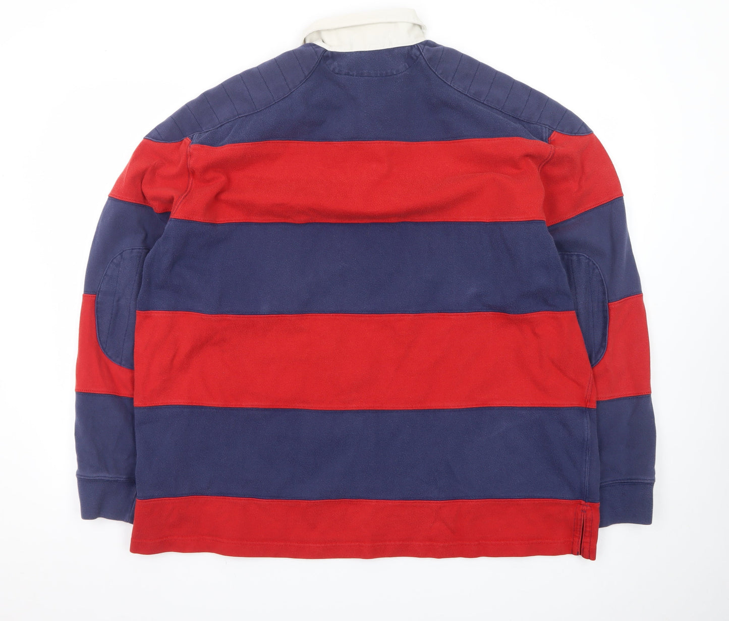 Ralph Lauren Men's XL Red Navy Striped Long Sleeve Rugby Polo Shirt
